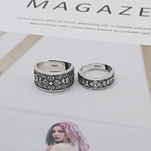 Chrome Hearts 克羅心s925純銀蔦尾花時尚十字花開口可調節戒指男女情侶十字架食指戒子 歷史價格詳細信息