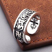 小黑銀飾s925純銀復古歐美十字軍花黑曜石開口男女時尚潮流戒指-哈囉好物 歷史價格詳細信息