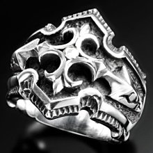 【創銀坊】騎士風雲 925純銀 戒指 哥德 十字架 盾牌 龐克 goro's 哈雷 重機 潮流 龍 戒子(R-4905) 歷史價格詳細信息