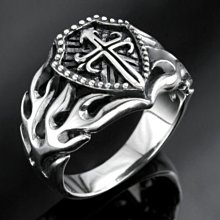 【創銀坊】火焰 寶劍 十字架 925純銀 戒指 哈雷 騎士 盾牌 刺青 克羅心 龐克 biker 戒子 (R-1303) 歷史價格詳細信息