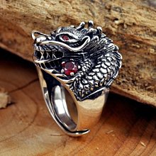 925 銀戒指 泰銀 復古 龍戒指 開口可調整 神龍 生肖 男女指環 歷史價格詳細信息