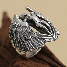 純銀戒指S925復古風佛教轉運戒轉輪六字箴言戒指~玲瓏心飾 歷史價格詳細信息