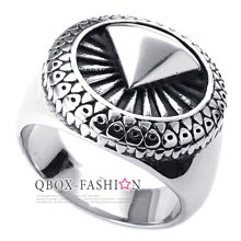 《 QBOX 》FASHION 飾品【R10025240】精緻個性復古V字光芒圓盤鑄造鈦鋼戒指/戒環 歷史價格詳細信息