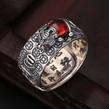 復古泰銀六字真言S925銀戒指潮流男女款金剛杵大明咒做舊轉運戒指-哈囉好物 歷史價格詳細信息