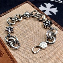 925純銀Chrome Hearts克羅心朋克十字架手鏈男潮牌霸氣個性復古手牌泰銀手鏈 歷史價格詳細信息