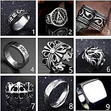 【熱賣精選】復古朋克個性潮人鈦鋼戒指男士十字架歐美霸氣夸張單身食指中指環 歷史價格詳細信息