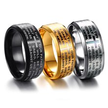 十字架聖經文鈦鋼戒指-黑色 歷史價格詳細信息