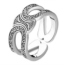 s925純銀唐草花紋開口戒指復古潮流男女百搭小眾設計高級感食指環 歷史價格詳細信息