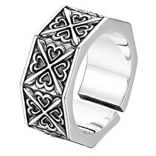 s925純銀唐草花紋開口戒指復古潮流男女百搭小眾設計高級感食指環 歷史價格詳細信息