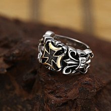 s925銀十字架戒指男做舊復古船錨單身食指戒潮流重工配飾-哈囉好物 歷史價格詳細信息