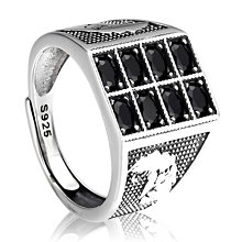復古泰銀黑暗之魂戒指 仿黑瑪瑙開口男戒指個性潮流四爪寶石男戒-哈囉好物 歷史價格詳細信息
