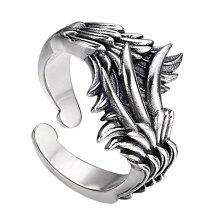 S925純銀復古羽毛戒托銀托活口diy翡翠蜜蠟朋克男女戒指空托35mm-玲瓏心飾 歷史價格詳細信息