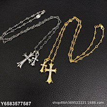 【熱賣精選】克羅伈滿鉆十字架項鏈925銀復古做舊吊墜高級感男女情侶廠家直銷 歷史價格詳細信息