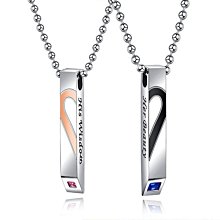 愛心拼接對鍊 珍愛誓約 高質感不銹鋼項鍊 愛戀 流行鋼飾 Love 白色情人節禮物 紀念日 長條鍊 情侶項鍊 歷史價格詳細信息