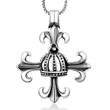 《QBOX 》FASHION 飾品【CSP011】精緻個性歌德宮廷皇冠十字架鑄造鈦鋼墬子項鍊/掛飾 價格比較,價格查詢,歷史價格詳細信息