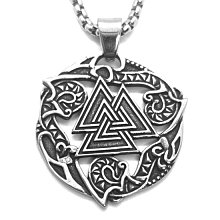 《 QBOX 》FASHION 飾品【CBP8-1181】精緻個性復古北歐維京三角圖騰鑄造鈦鋼墬子項鍊/掛飾 價格比較,價格查詢,歷史價格詳細信息