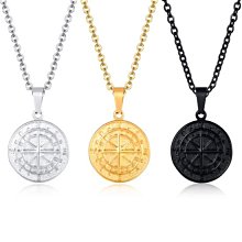 《 QBOX 》FASHION 飾品【CPN-1527N】精緻個性圓形羅盤指南針圖形鈦鋼墬子項鍊/掛飾(四色) 歷史價格詳細信息