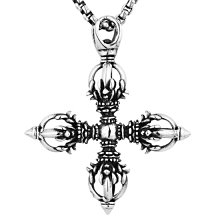 金剛杵項鍊 鈦鋼鏈 六字真言 六字大明咒 西藏密宗 藏文 辟邪防身 降魔杵 已念咒加持 歷史價格詳細信息