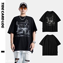 【熱賣精選】TIDE  CARD  LOG男裝|2022春夏別針數碼印花復古寬松街頭短袖T恤 歷史價格詳細信息