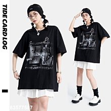 【熱賣精選】TIDE  CARD  LOG男裝|2022春夏別針數碼印花復古寬松街頭短袖T恤 歷史價格詳細信息