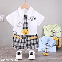 【熱賣精選】夏季新款韓版男童翻領短袖領帶襯衣開衫短袖短褲寶寶卡通時尚套裝 價格比較,價格查詢,歷史價格詳細信息