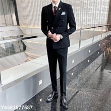 男士西服套裝三件套韓版修身雙排扣西裝男潮休閒新郎結婚商務正裝 歷史價格詳細信息