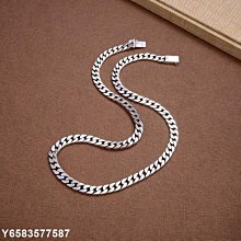 【熱賣精選】銀鏈項鏈男款男潮鎖骨鏈女粗長男士鏈子無吊墜素鏈999足銀 歷史價格詳細信息