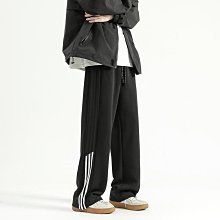 條紋褲子男士春秋潮牌寬松直筒闊腿褲潮流夏季薄款運動褲休閑長褲 歷史價格詳細信息