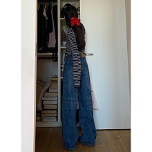 水洗復古高腰牛仔褲女春季2024新款設計感小眾顯瘦百搭闊腿拖地褲 歷史價格詳細信息