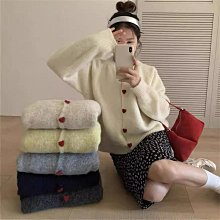 女裝 簡約韓系甜美風愛心紐扣毛衣外套女秋冬新款圓領減齡寬松針織上衣 價格比較,價格查詢,歷史價格詳細信息