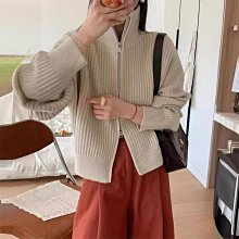 女裝 秋冬新款慵懶風立領拉鏈女士針織衫套頭毛衣女顯瘦純色簡約 歷史價格詳細信息