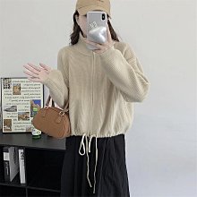 女裝 立領雙拉鏈針織毛衣開衫外套女秋冬新款寬松短款系帶收腰外穿上衣 價格比較,價格查詢,歷史價格詳細信息