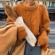 女裝 復古軟糯粗線秋冬新款寬松慵懶風圓領套頭麻花保暖針織衫毛衣 價格比較,價格查詢,歷史價格詳細信息