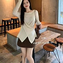 女裝 秋季修身顯瘦高級感褶皺露肩上衣法式chic氣質溫柔一字肩針織衫女 歷史價格詳細信息