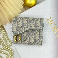 【翰貝格名牌館】全新真品 Dior 30 Montaigne 蒙田 藍色 緹花 刺繡 三折 4卡 拉練零錢 小短夾 預購 歷史價格詳細信息