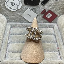 CHANEL 香奈兒 超美 菱格紋 素面 淡金色 大LOGO 造型 二手 戒指 歷史價格詳細信息