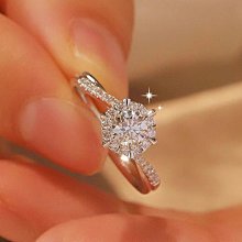 戒指D色莫桑石戒指女一克拉鉆戒結婚求婚純銀情侶一對戒男士--鴻運飾品 歷史價格詳細信息