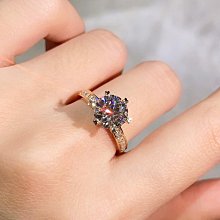 18K金莫桑石戒指女925銀經典一克拉六爪鉆戒指環--鴻運飾品 歷史價格詳細信息