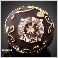 黑爾典藏西洋古董 ~歐美動物系列黑眼鑽排排站淡金貓頭鷹双環戒~情人節花束生日禮物 歷史價格詳細信息