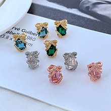 新款熱銷 新款時尚kate輕奢名媛風ins亮閃閃不規則鋯石鑲嵌蝴蝶結金屬耳釘 明星大牌同款首飾 歷史價格詳細信息