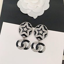 新款熱銷 小香歐美個性黑白圓牌吊墜耳環女鑲鉆 明星大牌同款首飾 歷史價格詳細信息