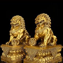 銅獅子擺件一對入戶黃銅獅子門口客廳辦公室桌面商鋪大型北京獅 歷史價格詳細信息