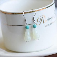 s925銀和田玉吊墜小耳環耳墜女國潮新中式旗袍耳環復古風首飾女 歷史價格詳細信息