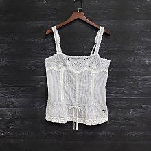 Maple麋鹿小舖 Abercrombie&Fitch ＊ A&F 蕾絲直條紋細肩帶上衣 ＊ ( 現貨L號 ) 價格比較,價格查詢,歷史價格詳細信息