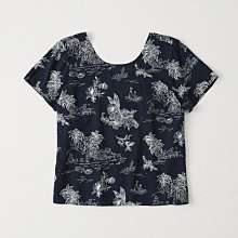 Maple麋鹿小舖 Abercrombie&Fitch ＊ A&F 藍色圖樣V領束腰短版長袖上衣＊ ( 現貨M號 ) 歷史價格詳細信息