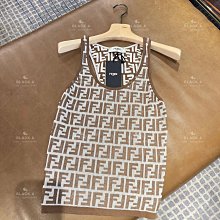 【BLACK A】FENDI 2023春夏新款 灰色雙面穿長版短袖針織連身裙 FF老花/素面 價格私訊 歷史價格詳細信息