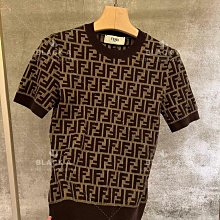 Fendi 新款短袖Tshirt T恤 精緻提花 黑色小扣標 完美???? 經典Logo圖案 超好看  男女同款 歷史價格詳細信息