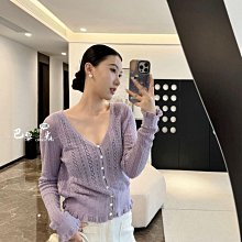 ✈️ 巴黎小時光做自己的光 ✈️ 老錢風 R*L鏤空花紋毛織亞麻針織小開衫 價格比較,價格查詢,歷史價格詳細信息