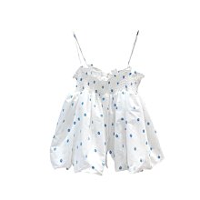 現貨熱銷-碎花雪紡吊帶衫夏裝加大碼寬松顯瘦娃娃衫背心遮肚藏肉無袖上衣女【微微百貨】 歷史價格詳細信息