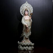 熱賣漢白玉石粉佛像娑婆三聖彩釉鑲金海浪站像蓮花觀音佛像 歷史價格詳細信息